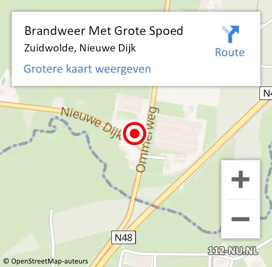 Locatie op kaart van de 112 melding: Brandweer Met Grote Spoed Naar Zuidwolde Dr, Nieuwe Dijk op 15 april 2016 21:21