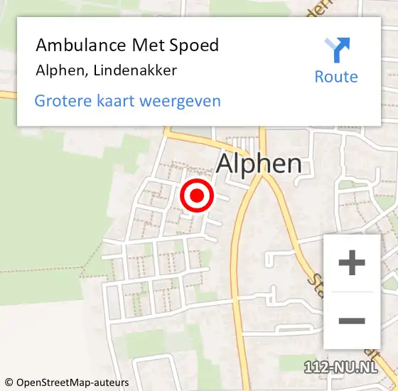 Locatie op kaart van de 112 melding: Ambulance Met Spoed Naar Alphen, Lindenakker op 15 april 2016 21:52