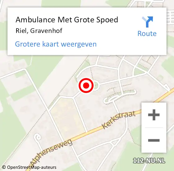 Locatie op kaart van de 112 melding: Ambulance Met Grote Spoed Naar Riel, Gravenhof op 15 april 2016 21:57