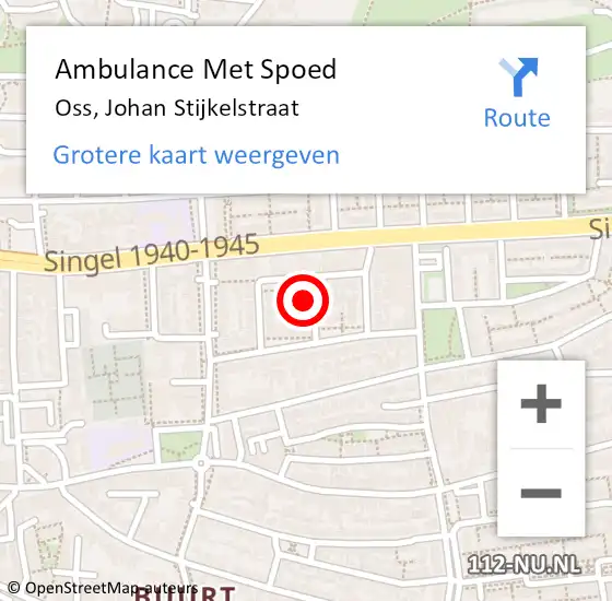 Locatie op kaart van de 112 melding: Ambulance Met Spoed Naar Oss, Johan Stijkelstraat op 15 april 2016 22:05