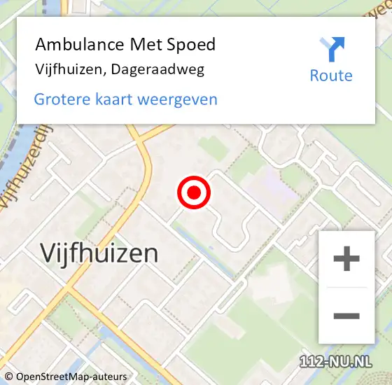 Locatie op kaart van de 112 melding: Ambulance Met Spoed Naar Vijfhuizen, Dageraadweg op 15 april 2016 22:15