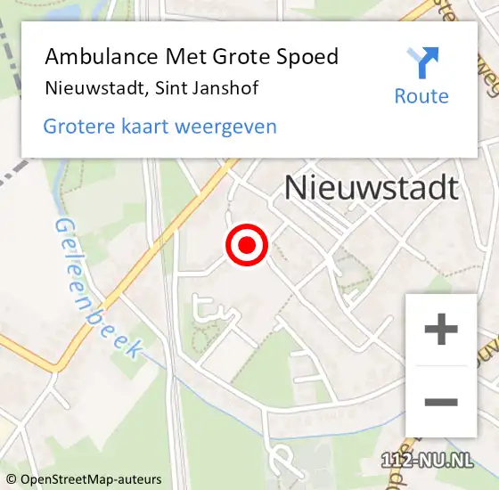 Locatie op kaart van de 112 melding: Ambulance Met Grote Spoed Naar Nieuwstadt, Sint Janshof op 15 april 2016 23:07