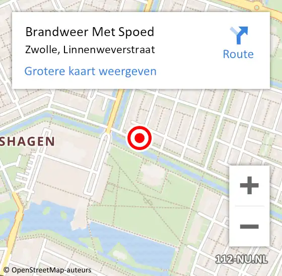 Locatie op kaart van de 112 melding: Brandweer Met Spoed Naar Zwolle, Linnenweverstraat op 16 april 2016 00:31