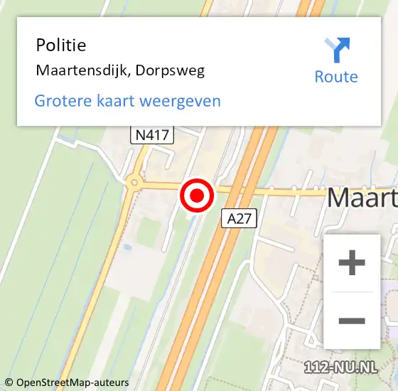 Locatie op kaart van de 112 melding: Politie Maartensdijk, Dorpsweg op 16 april 2016 00:39