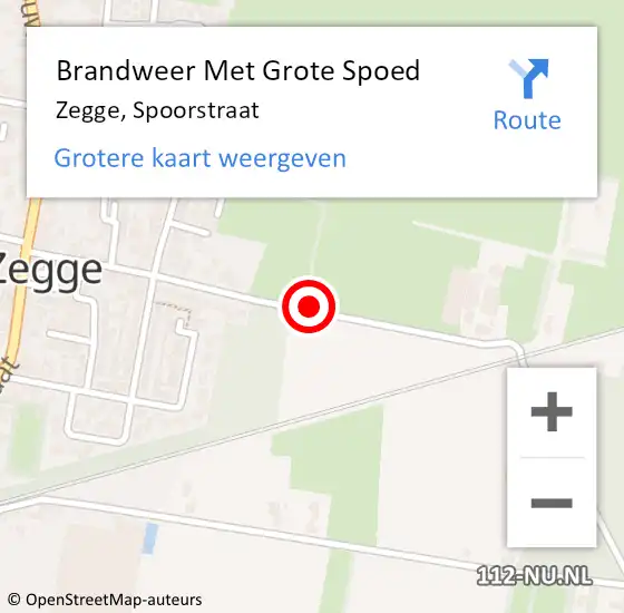 Locatie op kaart van de 112 melding: Brandweer Met Grote Spoed Naar Zegge, Spoorstraat op 12 december 2013 06:29