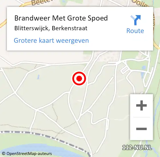 Locatie op kaart van de 112 melding: Brandweer Met Grote Spoed Naar Blitterswijck, Berkenstraat op 16 april 2016 01:29