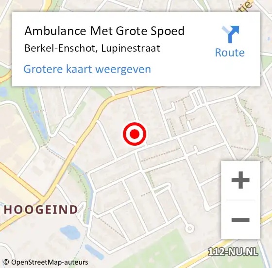 Locatie op kaart van de 112 melding: Ambulance Met Grote Spoed Naar Berkel-Enschot, Lupinestraat op 16 april 2016 01:35