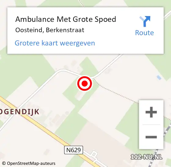 Locatie op kaart van de 112 melding: Ambulance Met Grote Spoed Naar Oosteind, Berkenstraat op 16 april 2016 04:13