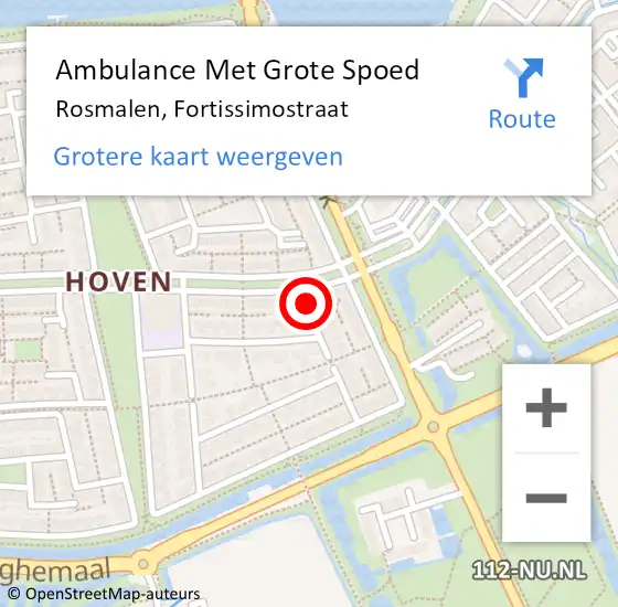 Locatie op kaart van de 112 melding: Ambulance Met Grote Spoed Naar Rosmalen, Fortissimostraat op 16 april 2016 04:16