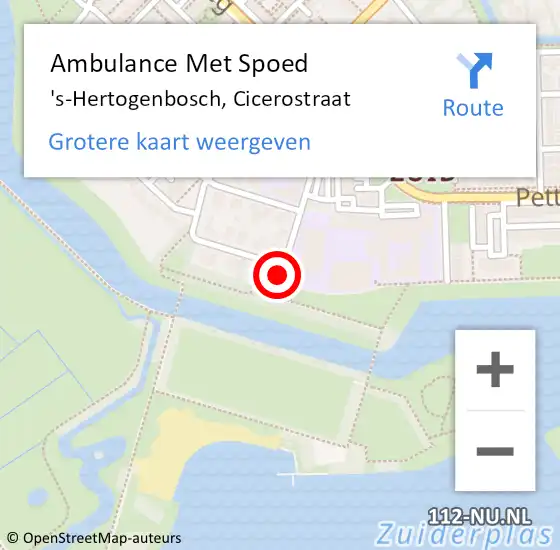 Locatie op kaart van de 112 melding: Ambulance Met Spoed Naar 's-Hertogenbosch, Cicerostraat op 16 april 2016 04:56