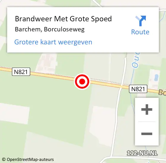 Locatie op kaart van de 112 melding: Brandweer Met Grote Spoed Naar Barchem, Borculoseweg op 12 december 2013 07:06