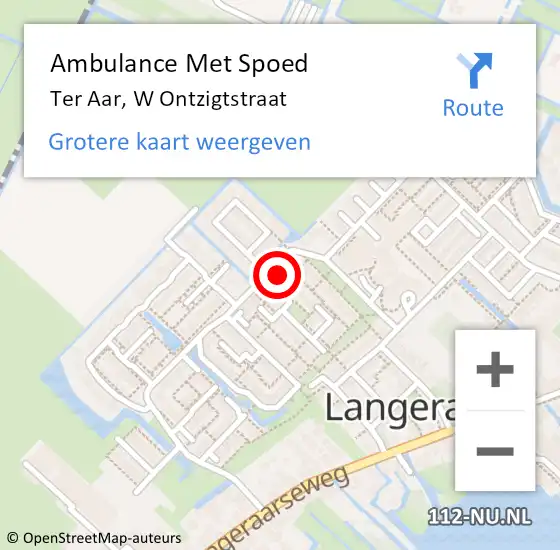 Locatie op kaart van de 112 melding: Ambulance Met Spoed Naar Ter Aar, W Ontzigtstraat op 16 april 2016 07:15