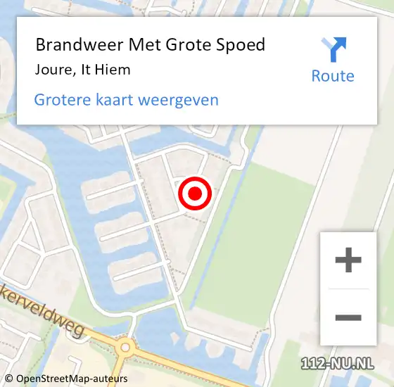 Locatie op kaart van de 112 melding: Brandweer Met Grote Spoed Naar Joure, It Hiem op 16 april 2016 07:39