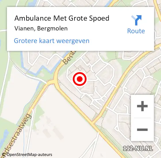 Locatie op kaart van de 112 melding: Ambulance Met Grote Spoed Naar Vianen, Bergmolen op 16 april 2016 08:05