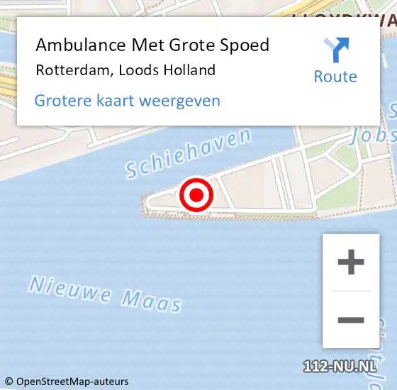 Locatie op kaart van de 112 melding: Ambulance Met Grote Spoed Naar Rotterdam, Loods Holland op 16 april 2016 08:18