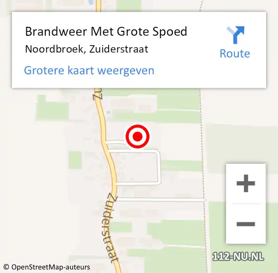 Locatie op kaart van de 112 melding: Brandweer Met Grote Spoed Naar Noordbroek, Zuiderstraat op 16 april 2016 10:49