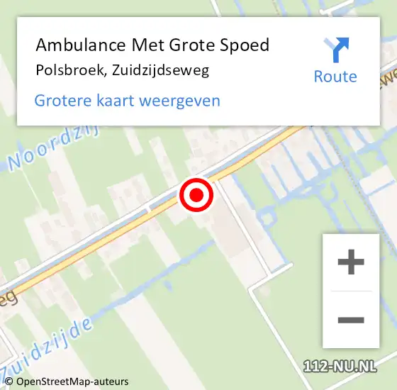 Locatie op kaart van de 112 melding: Ambulance Met Grote Spoed Naar Polsbroek, Zuidzijdseweg op 16 april 2016 10:51