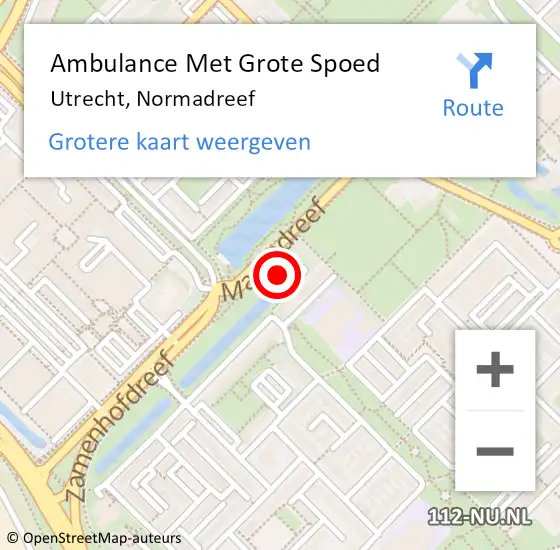 Locatie op kaart van de 112 melding: Ambulance Met Grote Spoed Naar Utrecht, Normadreef op 16 april 2016 10:52