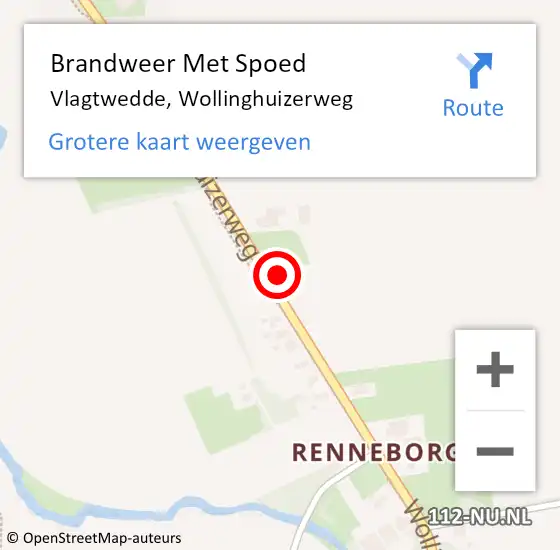 Locatie op kaart van de 112 melding: Brandweer Met Spoed Naar Vlagtwedde, Wollinghuizerweg op 12 december 2013 07:41