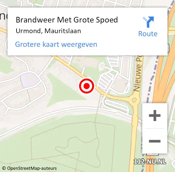 Locatie op kaart van de 112 melding: Brandweer Met Grote Spoed Naar Urmond, Mauritslaan op 16 april 2016 11:48