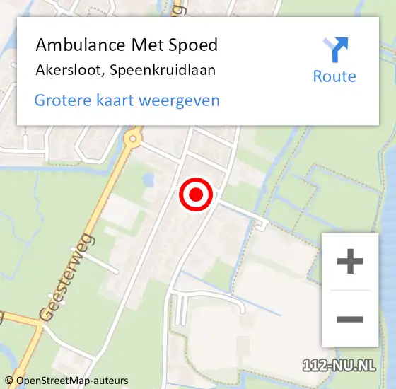 Locatie op kaart van de 112 melding: Ambulance Met Spoed Naar Akersloot, Speenkruidlaan op 16 april 2016 11:48