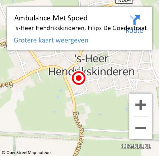 Locatie op kaart van de 112 melding: Ambulance Met Spoed Naar 's-Heer Hendrikskinderen, Filips De Goedestraat op 16 april 2016 11:49