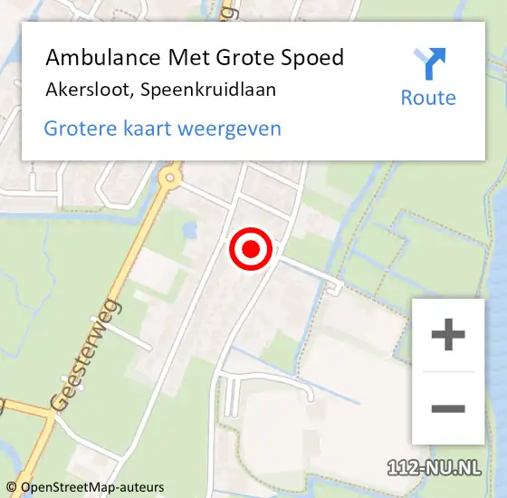 Locatie op kaart van de 112 melding: Ambulance Met Grote Spoed Naar Akersloot, Speenkruidlaan op 16 april 2016 11:55