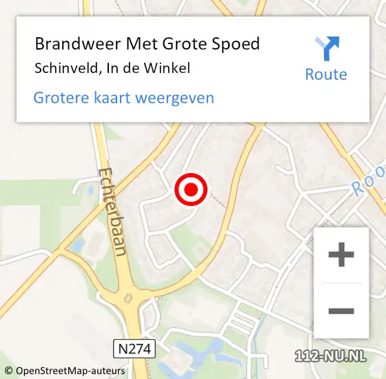 Locatie op kaart van de 112 melding: Brandweer Met Grote Spoed Naar Schinveld, In de Winkel op 16 april 2016 11:56