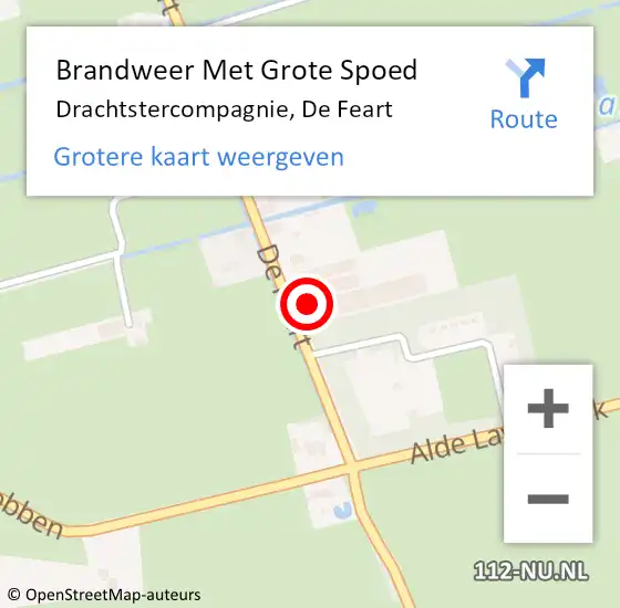 Locatie op kaart van de 112 melding: Brandweer Met Grote Spoed Naar Drachtstercompagnie, De Feart op 16 april 2016 12:45