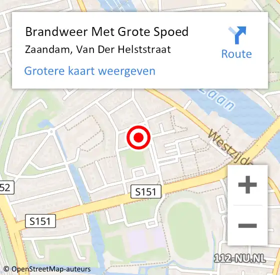 Locatie op kaart van de 112 melding: Brandweer Met Grote Spoed Naar Zaandam, Van Der Helststraat op 16 april 2016 12:47