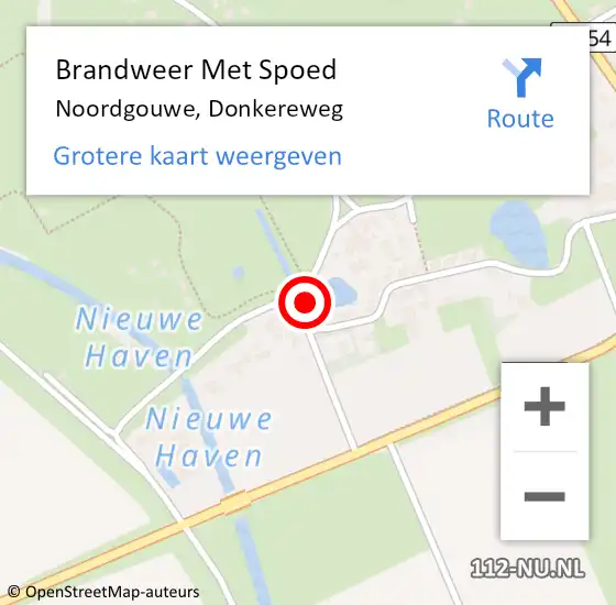 Locatie op kaart van de 112 melding: Brandweer Met Spoed Naar Noordgouwe, Donkereweg op 16 april 2016 13:00