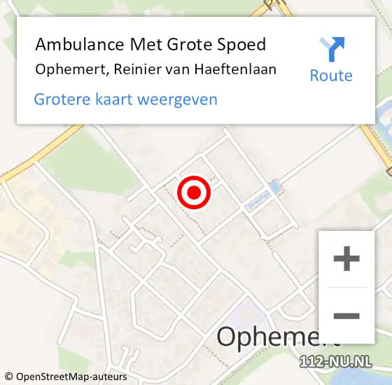 Locatie op kaart van de 112 melding: Ambulance Met Grote Spoed Naar Ophemert, Reinier van Haeftenlaan op 12 december 2013 07:55