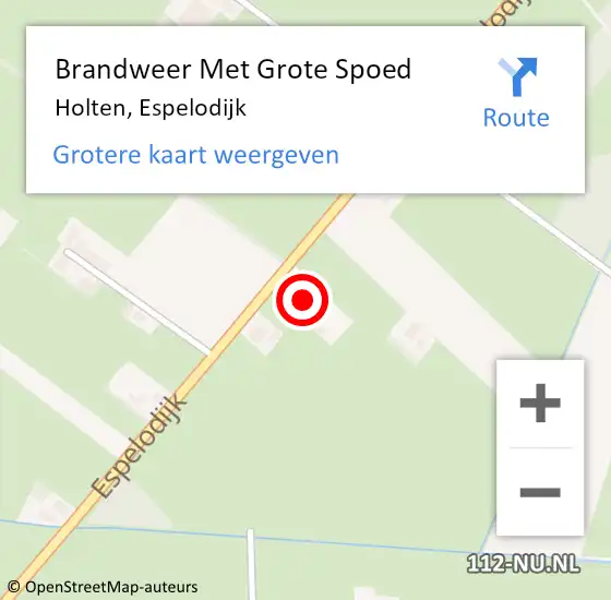 Locatie op kaart van de 112 melding: Brandweer Met Grote Spoed Naar Holten, Espelodijk op 16 april 2016 15:24