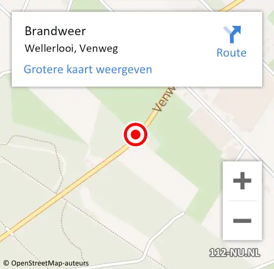 Locatie op kaart van de 112 melding: Brandweer Wellerlooi, Venweg op 16 april 2016 15:48