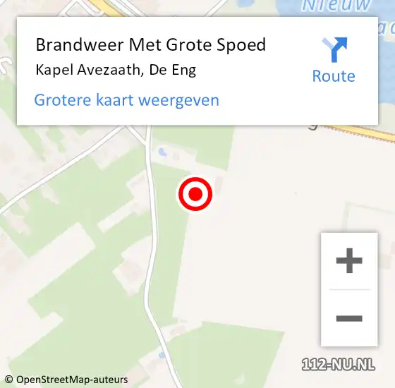 Locatie op kaart van de 112 melding: Brandweer Met Grote Spoed Naar Kapel Avezaath, De Eng op 16 april 2016 16:35