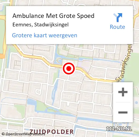Locatie op kaart van de 112 melding: Ambulance Met Grote Spoed Naar Eemnes, Stadwijksingel op 16 april 2016 16:39