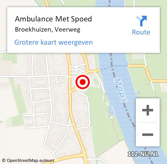 Locatie op kaart van de 112 melding: Ambulance Met Spoed Naar Broekhuizen, Veerweg op 16 april 2016 16:47