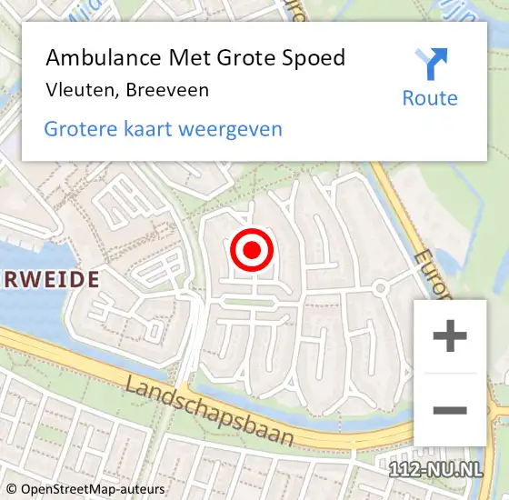 Locatie op kaart van de 112 melding: Ambulance Met Grote Spoed Naar Vleuten, Breeveen op 16 april 2016 17:18
