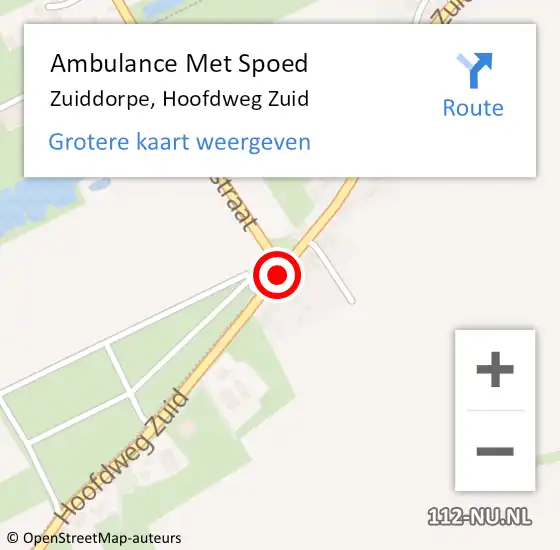 Locatie op kaart van de 112 melding: Ambulance Met Spoed Naar Zuiddorpe, Hoofdweg Zuid op 16 april 2016 17:52