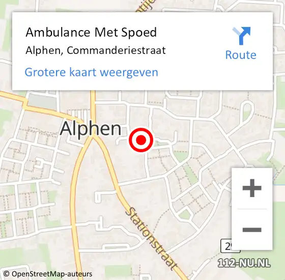 Locatie op kaart van de 112 melding: Ambulance Met Spoed Naar Alphen, Commanderiestraat op 16 april 2016 17:58