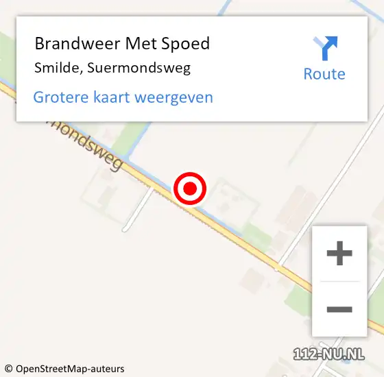 Locatie op kaart van de 112 melding: Brandweer Met Spoed Naar Smilde, Suermondsweg op 16 april 2016 18:22