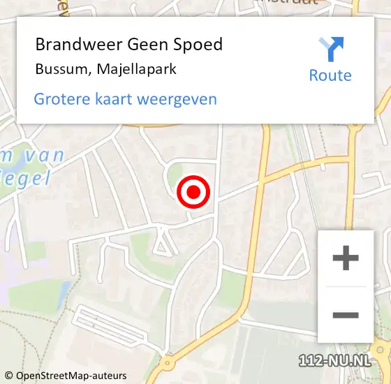 Locatie op kaart van de 112 melding: Brandweer Geen Spoed Naar Bussum, Majellapark op 16 april 2016 18:27