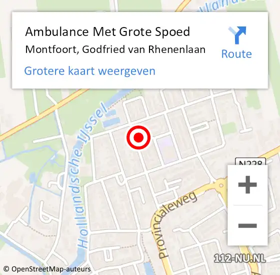 Locatie op kaart van de 112 melding: Ambulance Met Grote Spoed Naar Montfoort, Godfried van Rhenenlaan op 16 april 2016 18:28