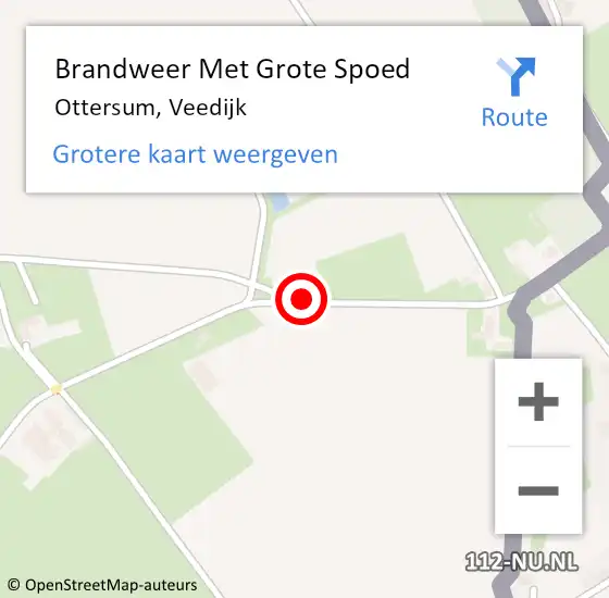 Locatie op kaart van de 112 melding: Brandweer Met Grote Spoed Naar Ottersum, Veedijk op 16 april 2016 18:59