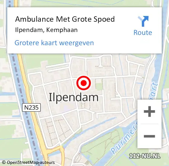 Locatie op kaart van de 112 melding: Ambulance Met Grote Spoed Naar Ilpendam, Kemphaan op 16 april 2016 19:03