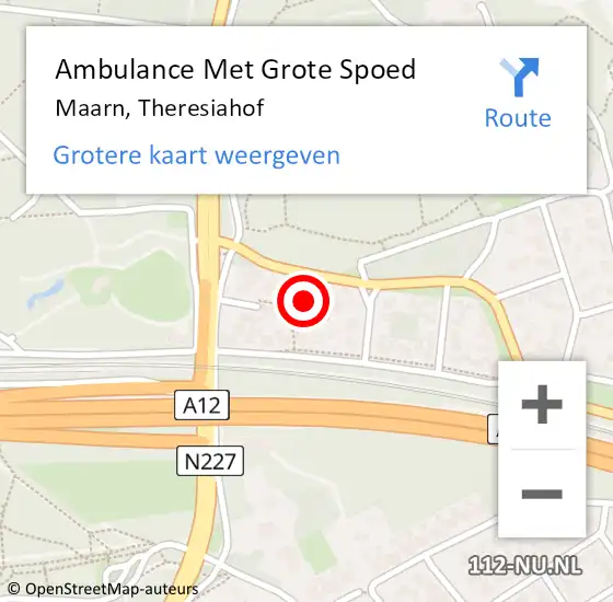 Locatie op kaart van de 112 melding: Ambulance Met Grote Spoed Naar Maarn, Theresiahof op 16 april 2016 19:07