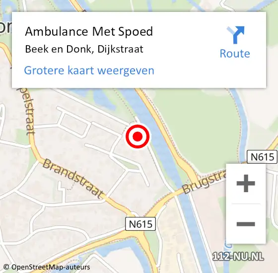 Locatie op kaart van de 112 melding: Ambulance Met Spoed Naar Beek en Donk, Dijkstraat op 16 april 2016 19:24