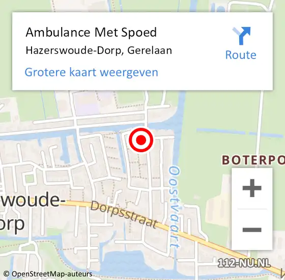 Locatie op kaart van de 112 melding: Ambulance Met Spoed Naar Hazerswoude-Dorp, Gerelaan op 16 april 2016 19:25