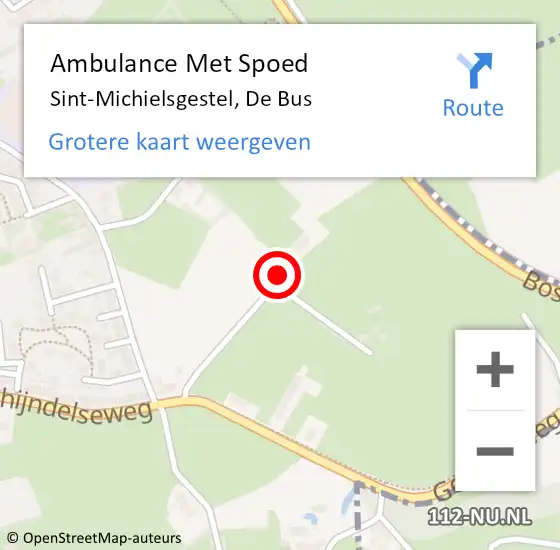 Locatie op kaart van de 112 melding: Ambulance Met Spoed Naar Sint-Michielsgestel, De Bus op 16 april 2016 22:05