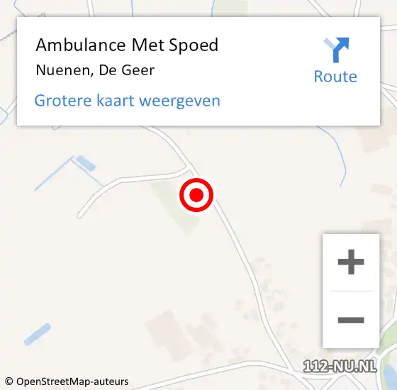 Locatie op kaart van de 112 melding: Ambulance Met Spoed Naar Nuenen, De Geer op 16 april 2016 22:40